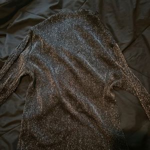 Ladies black/silver sheer long sleeve